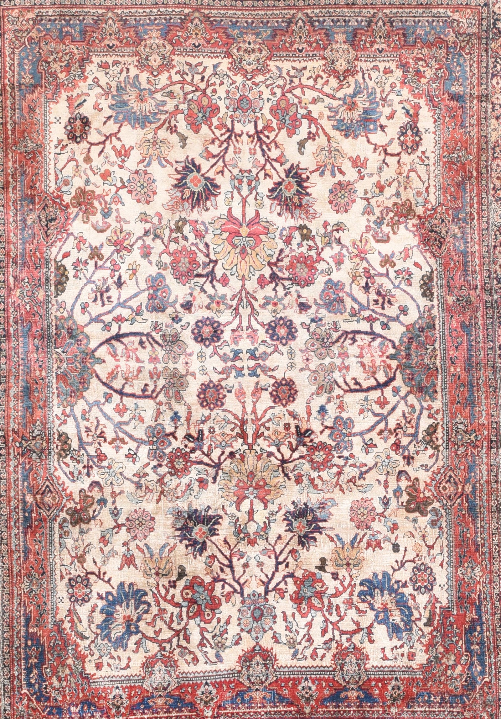 Antique Silk Senneh Persian Area Rug