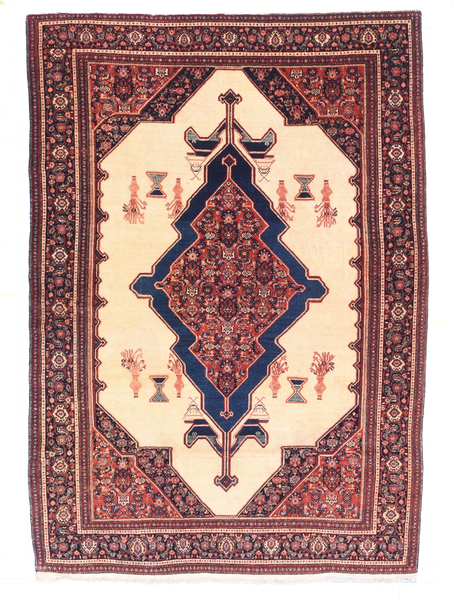 Antique Red Seneh Persian Area Rug