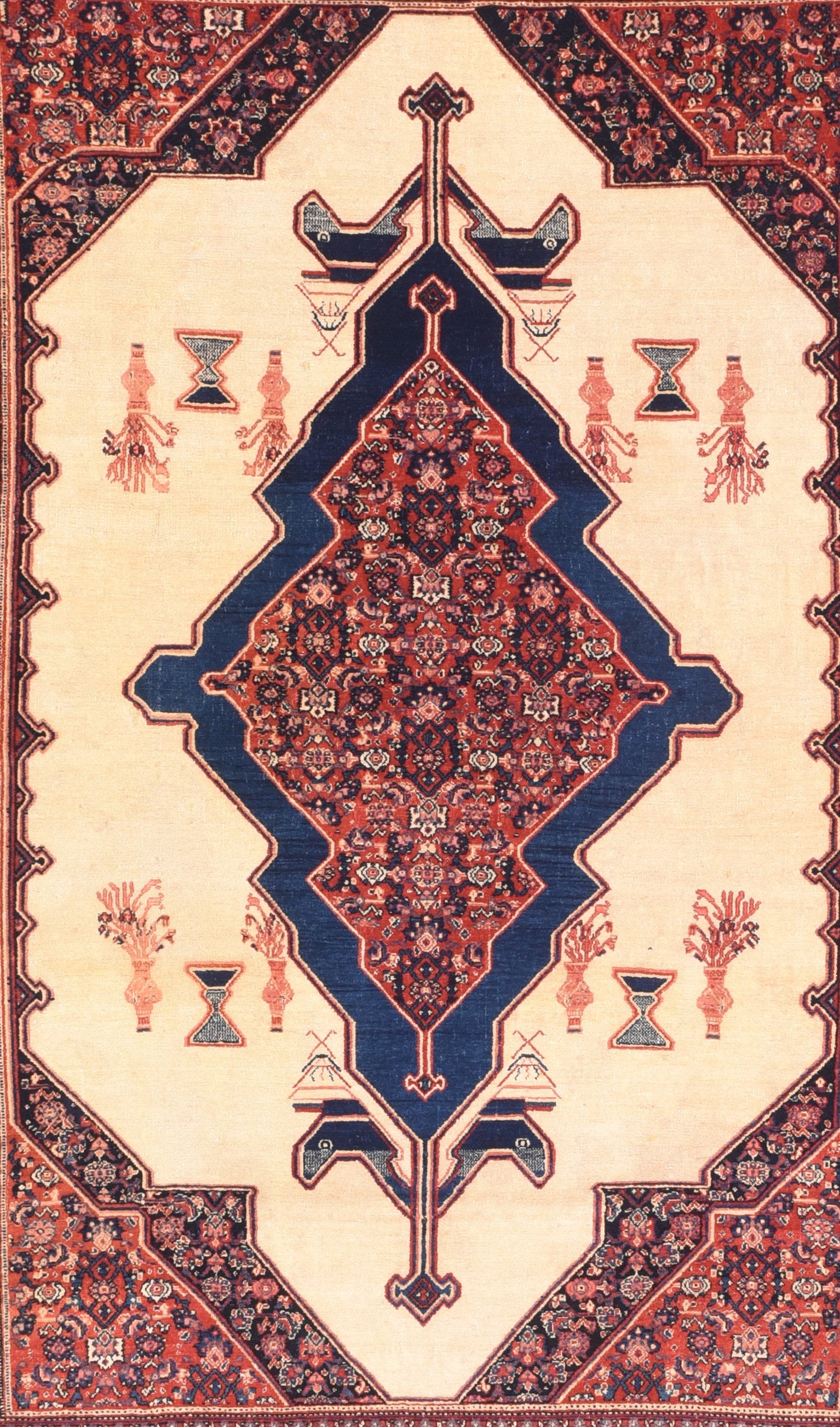 Antique Seneh Persian Area Rug