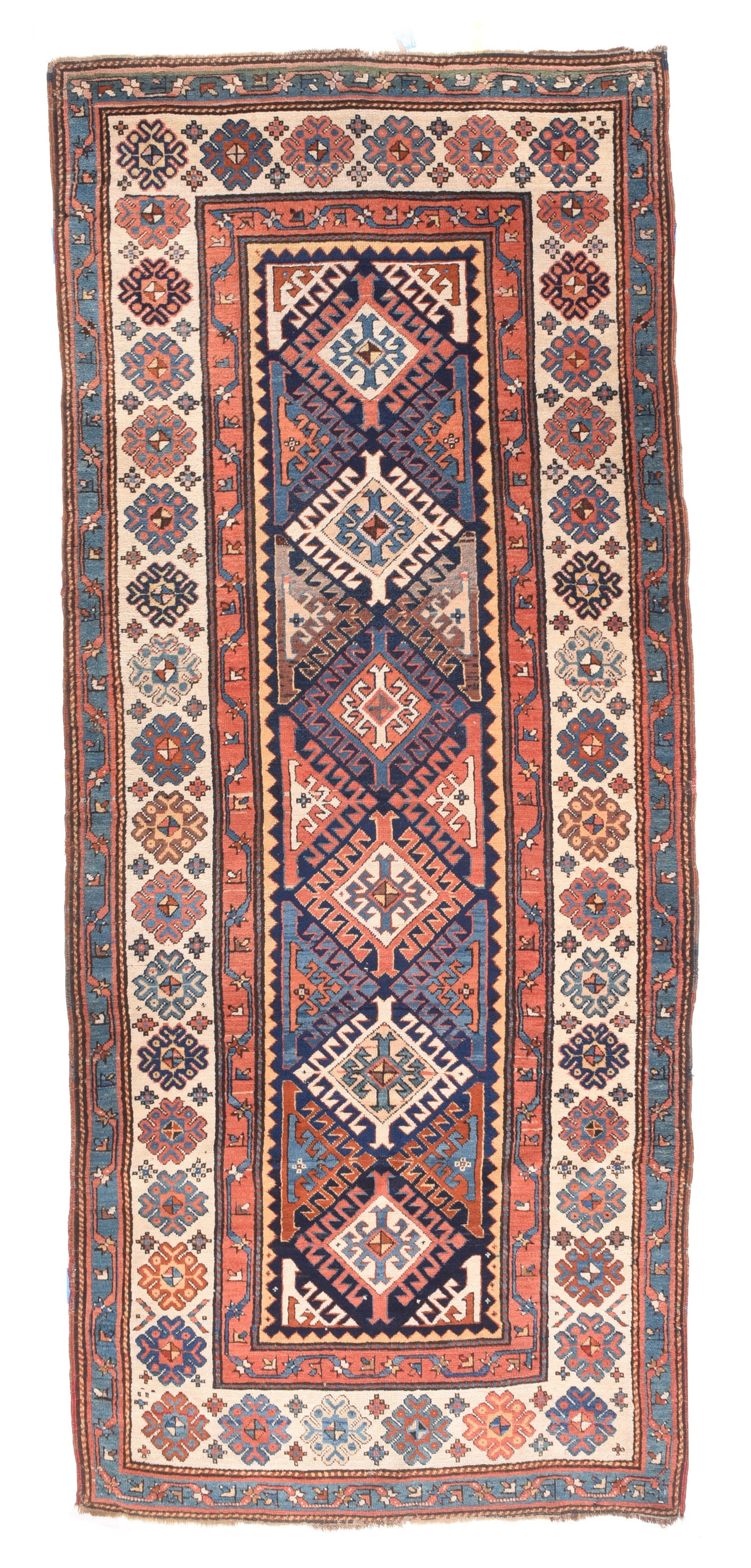 Antique Rust Kazak Russian Area Rug