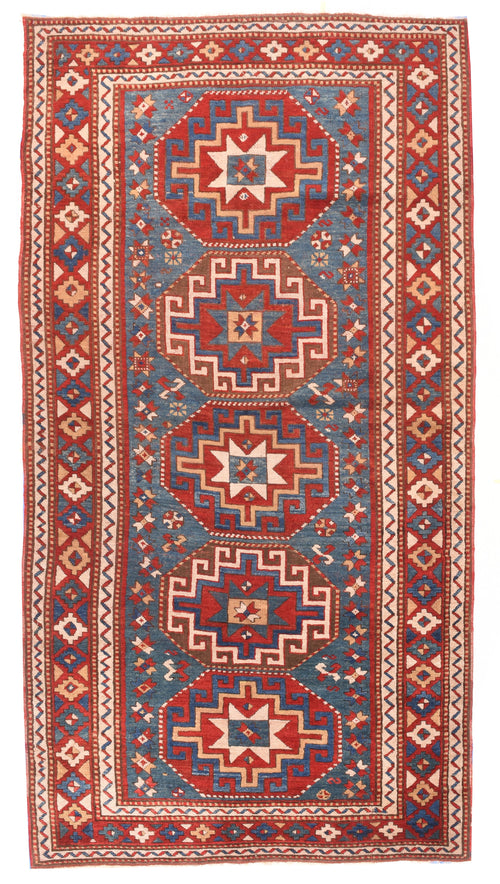 Antique Red Kazak Russian Area Rug