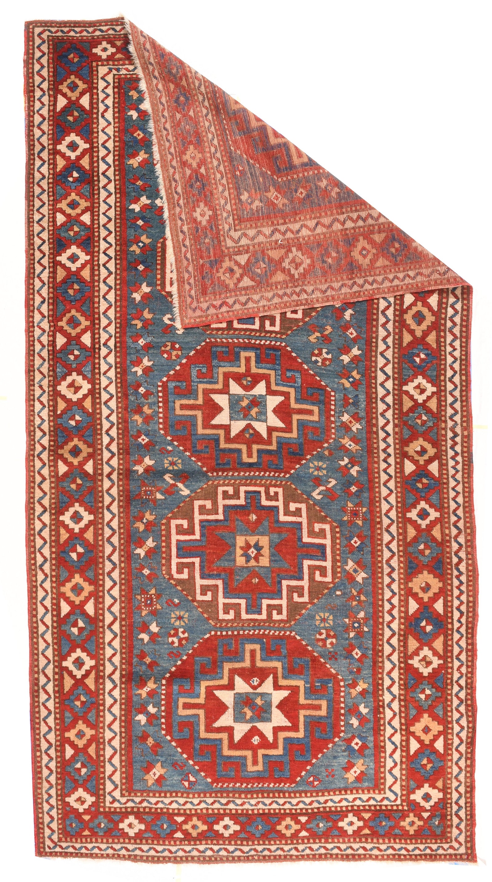 Antique Kazak Russian Area Rug
