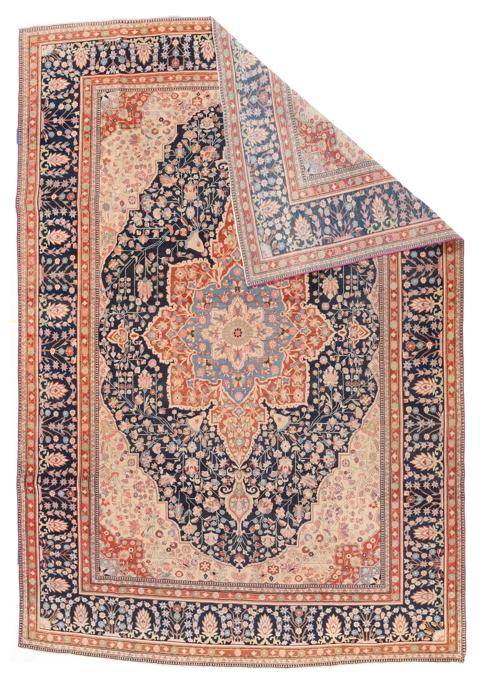 Antique Mohtasham Kashan Persian Area Rug