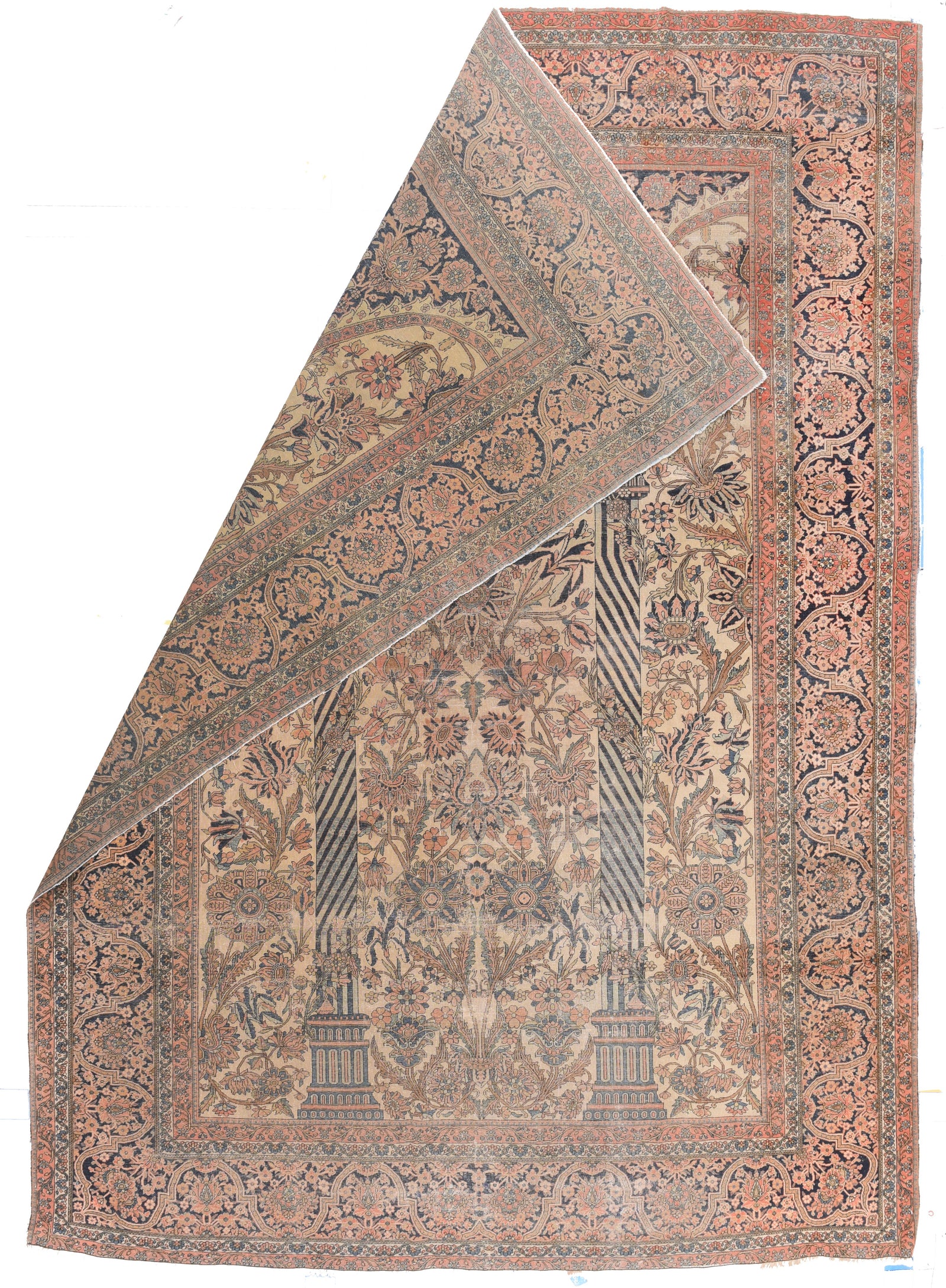 Antique Mohtasham Kashan Persian Area Rug