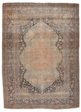 Antique Rust Mohtasham Kashan Persian Area Rug