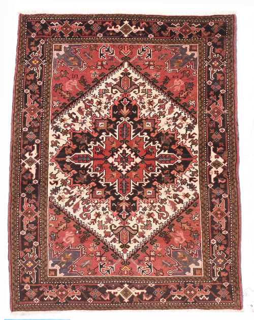 Semi Antique Rust Heriz Persian Area Rug