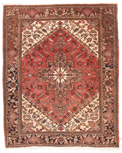 Semi Antique Rust Heriz Persian Area Rug