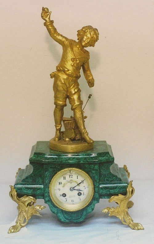 Malachite Clock Stand With Boy
