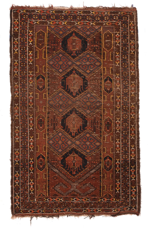 Antique Light Brown Persian Balouch Area Rug