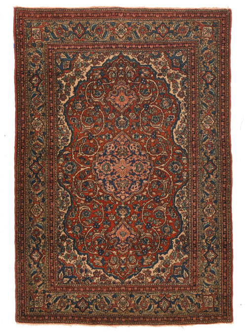 Antique Ivory Isfahan Persian Area Rug