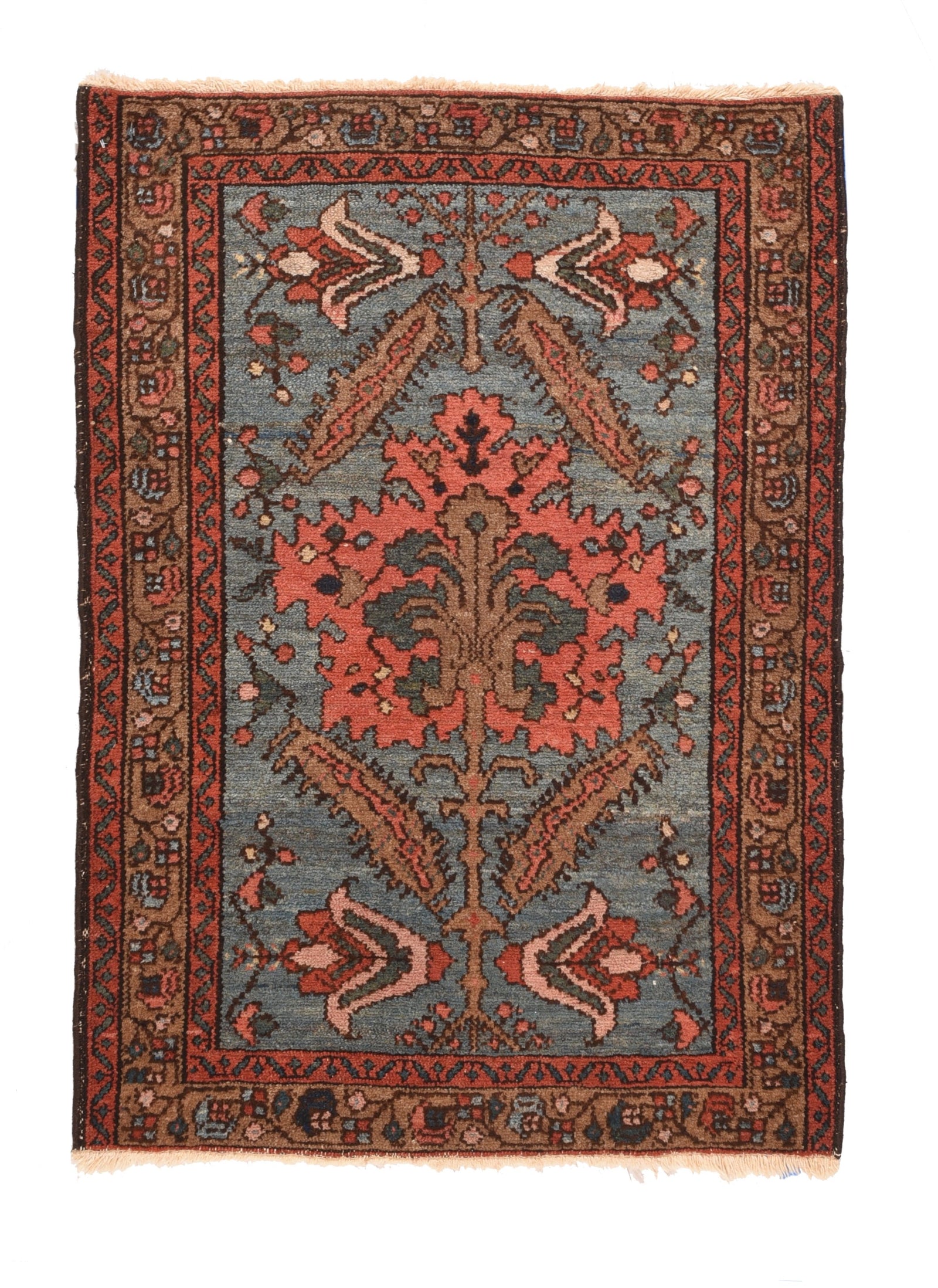 Antique Light Blue Persian Hamedan Area Rug