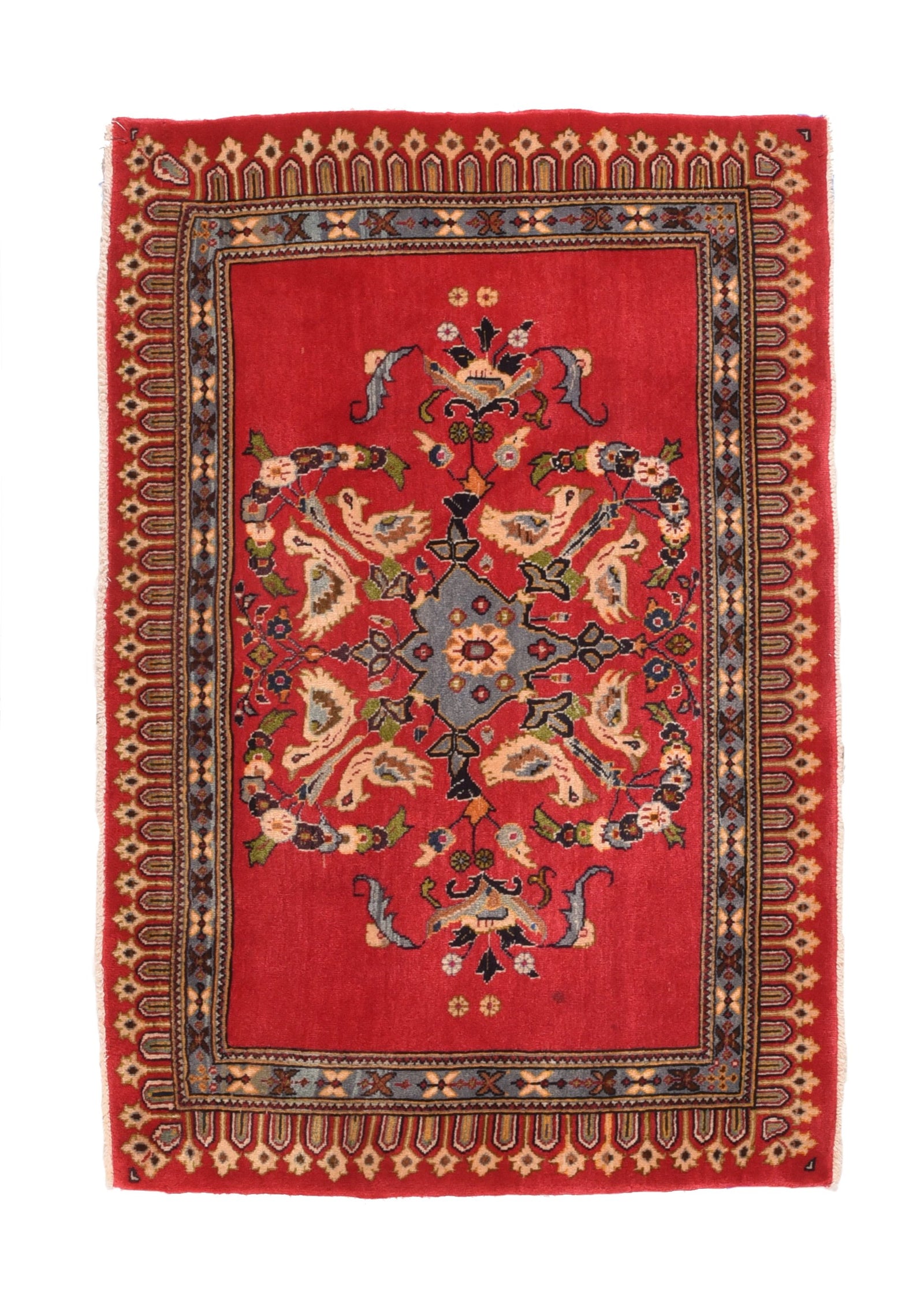 Semi Antique Light Blue Persian Kashan Area Rug