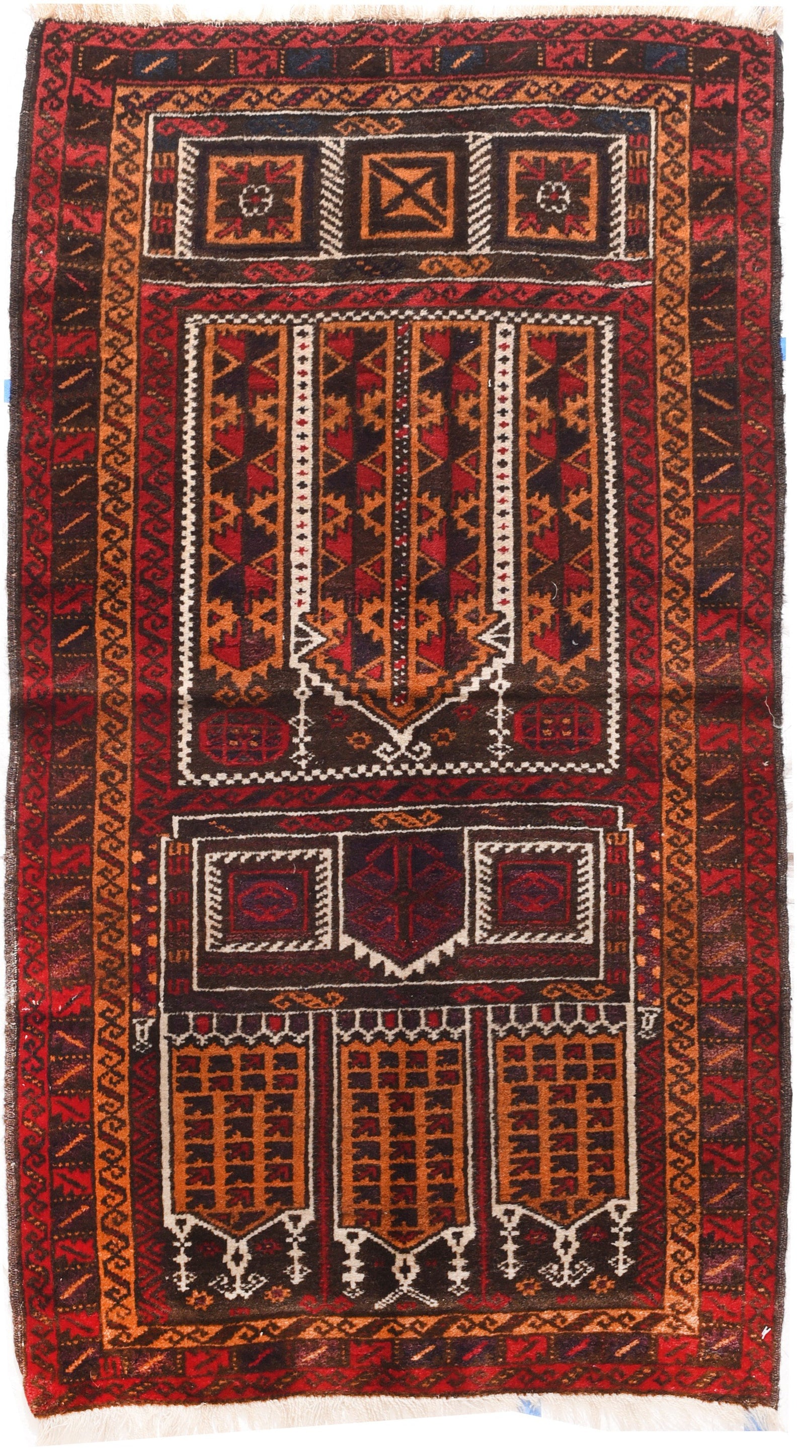 Semi Antique Beige Turkish Tribal Area Rug