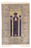 Semi Antique Green Pistachio Turkish Silk Prayer Area Rug