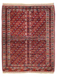 Antique Rust Russian Yamud Bokara Area Rug