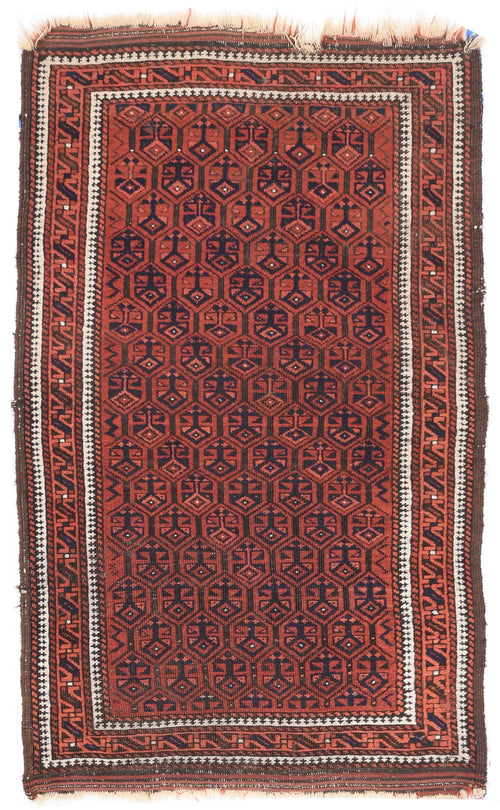 Antique Rust Persian Balouch Area Rug