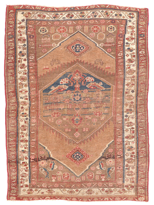 Antique Ivory Persian Malayer Area Rug