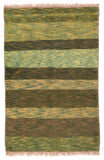 Semi Antique Pistachio Green Persian Gabbeh Area Rug