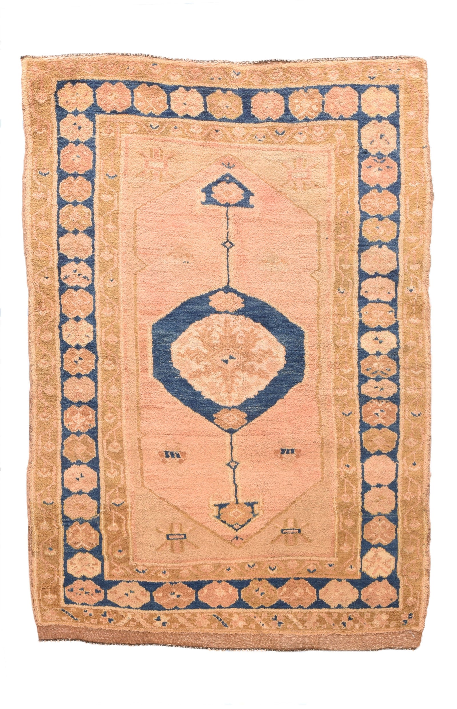 Antique Peach Fine Turkish Oushak Area Rug