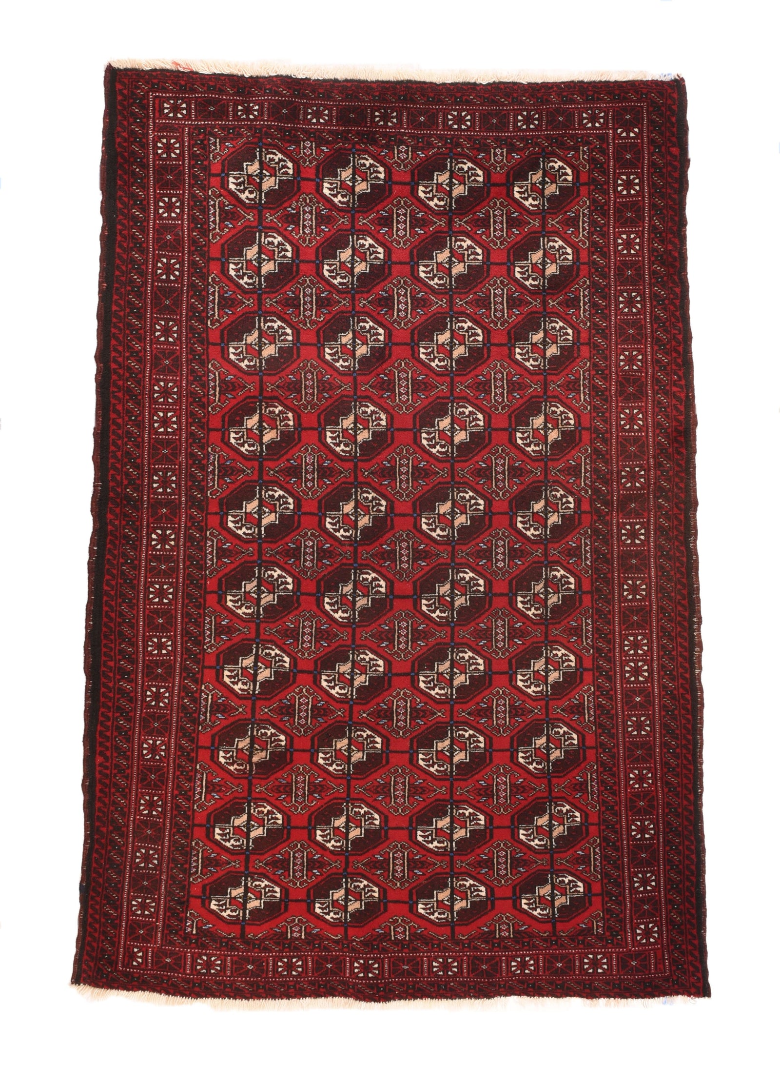 Semi Antique Red Persian Bokara Area Rug