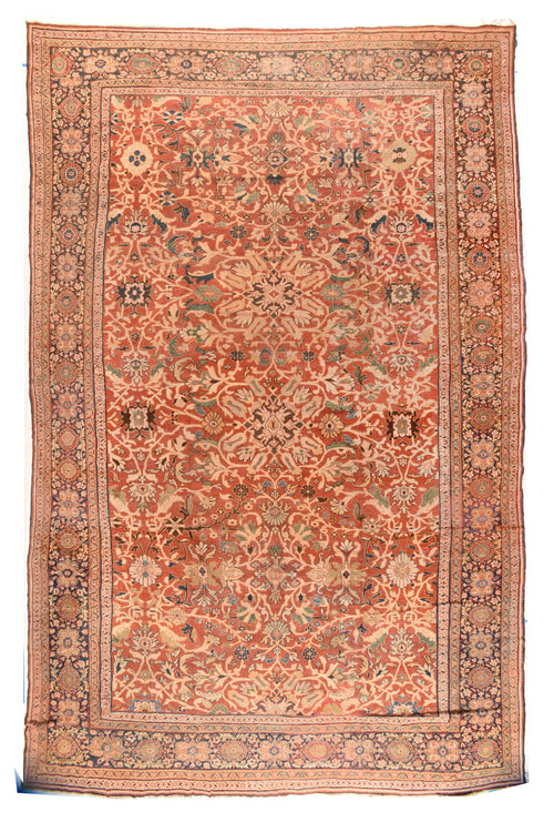Antique Ivory Fine Persian Mahal Soultanabad Area Rug