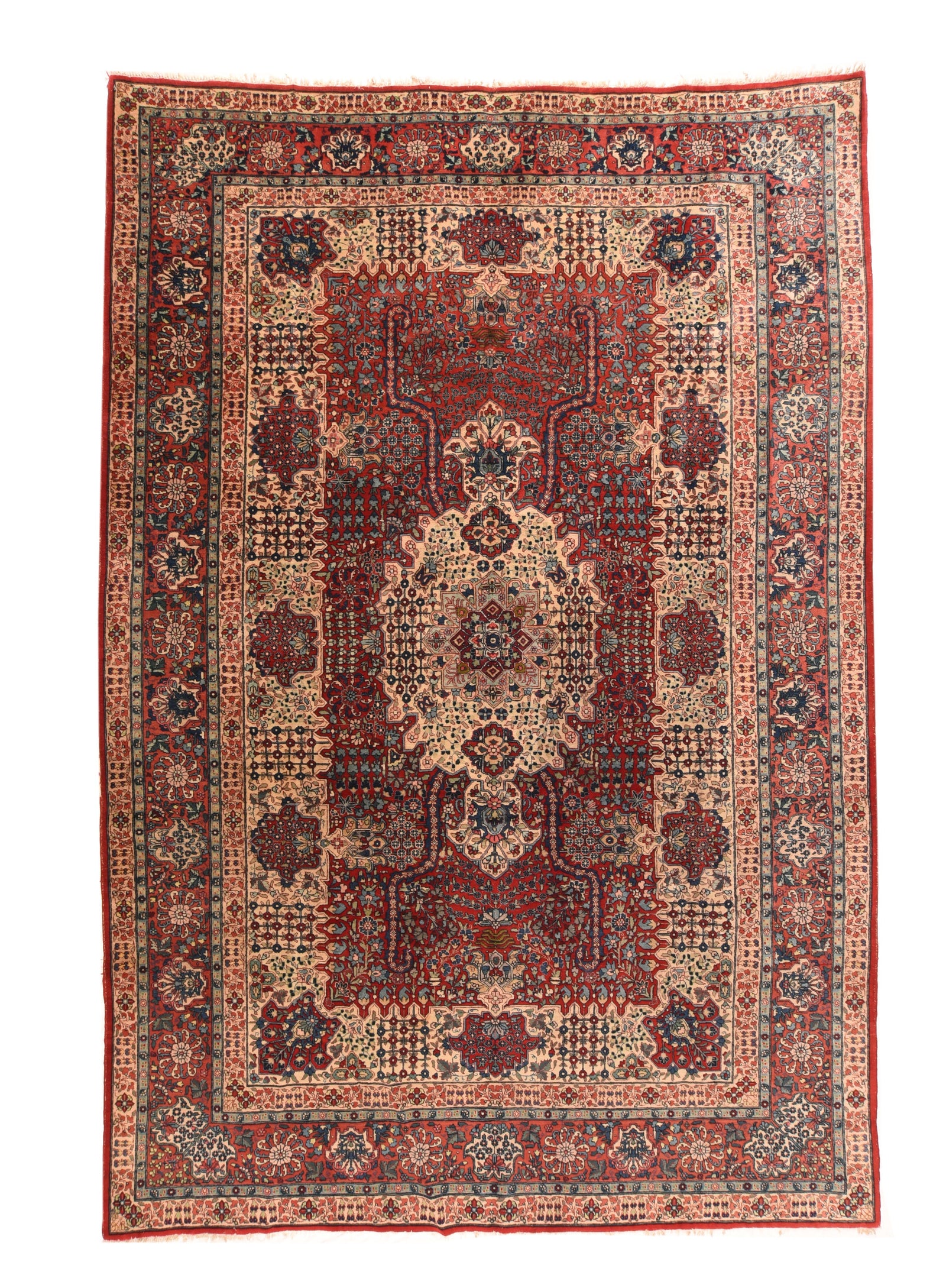 Antique Green Fine Indian Agra Area Rug