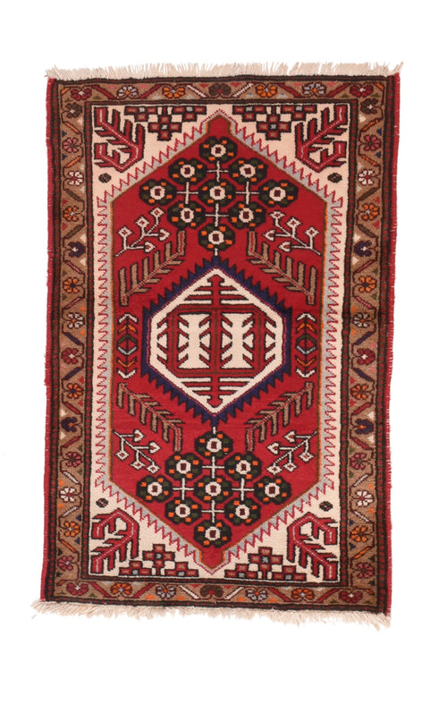 Semi Antique Red Hamedan Persian Area Rug