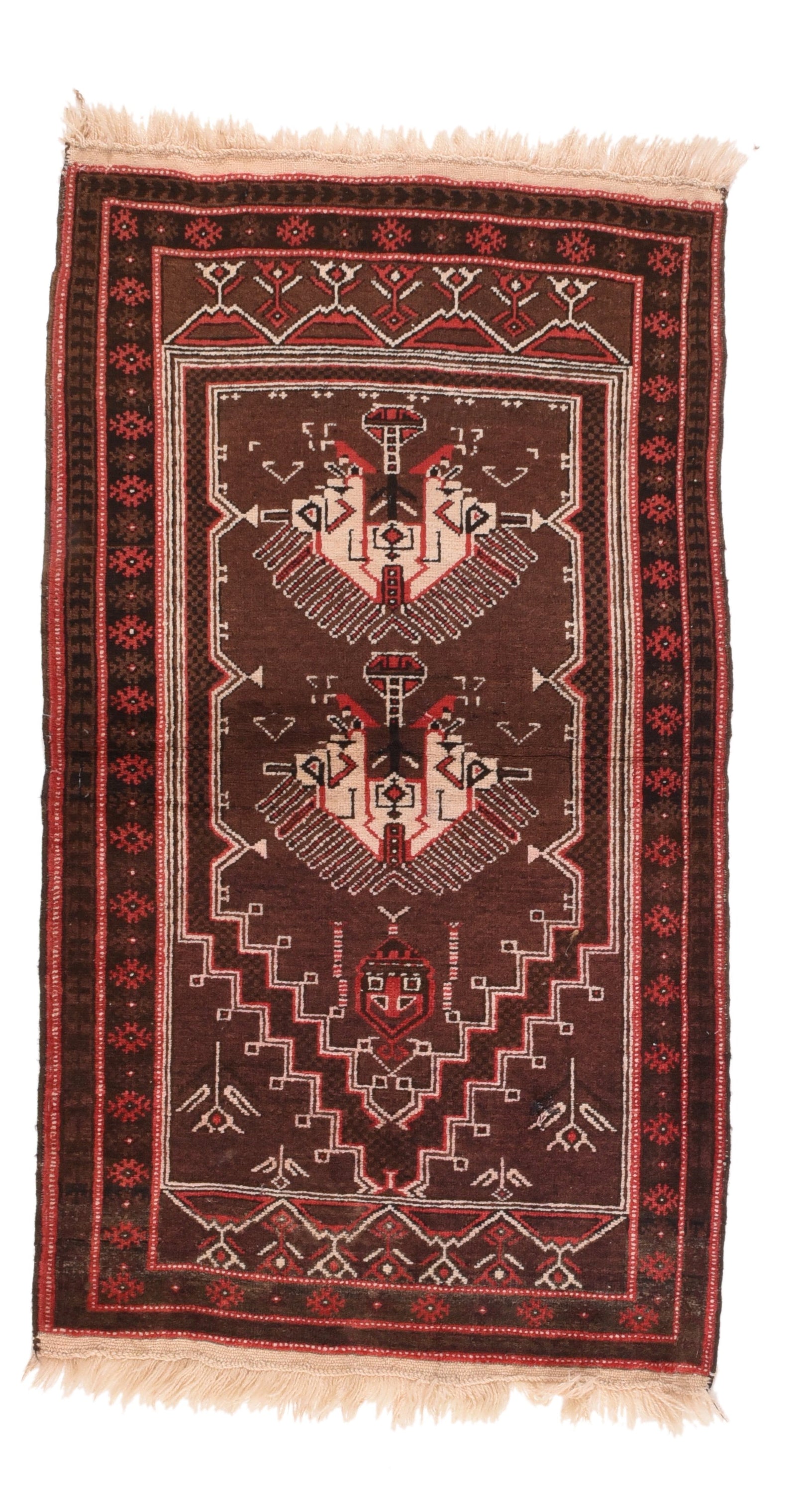 Semi Antique Red Tribal Afghan Area Rug