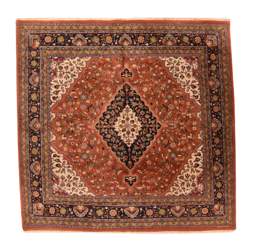Vintage Red Tabriz Design Indian Area Rug