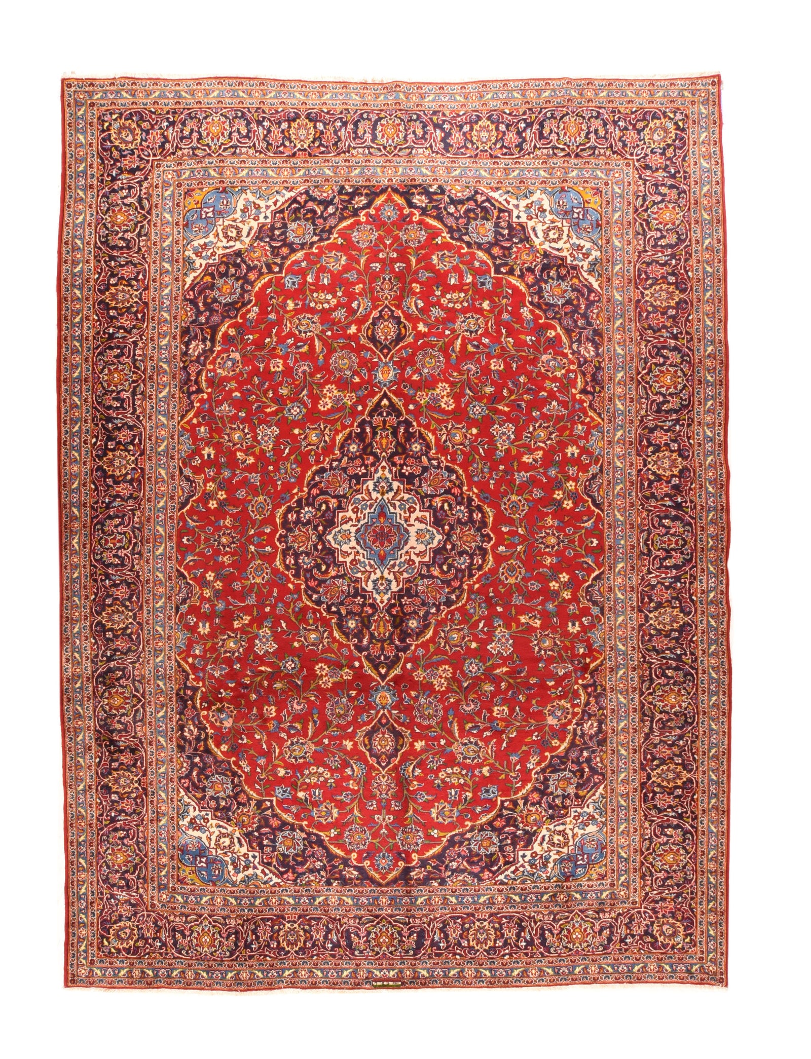 Vintage Red Red Kashan Persian Area Rug