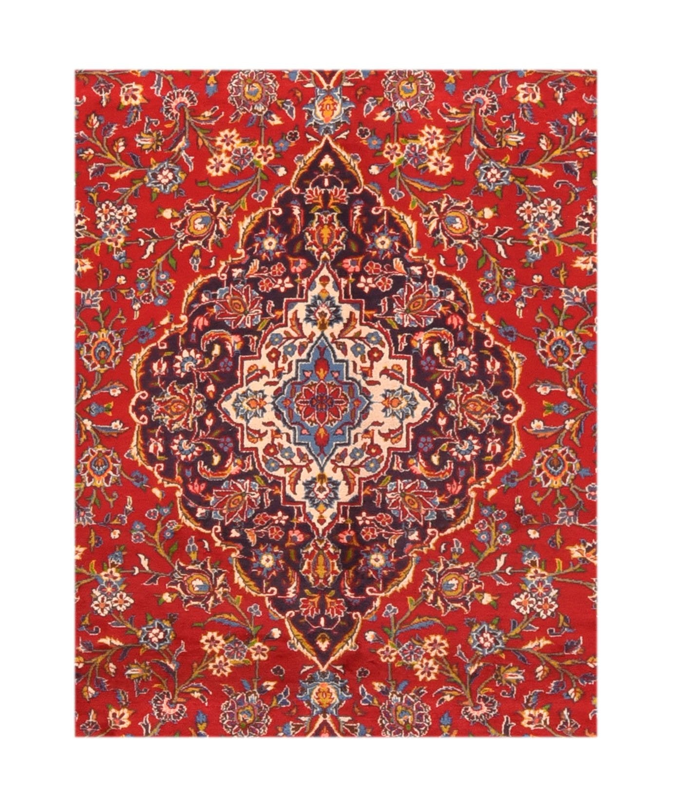 Vintage Red Kashan Persian Area Rug