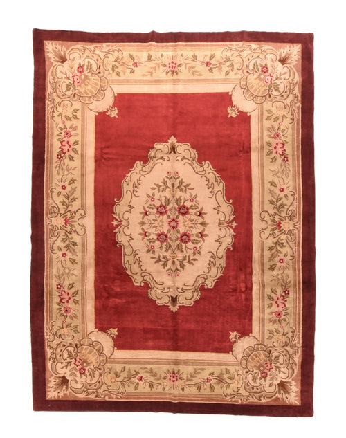 Vintage Red Red Savonnerie Weave Area Rug