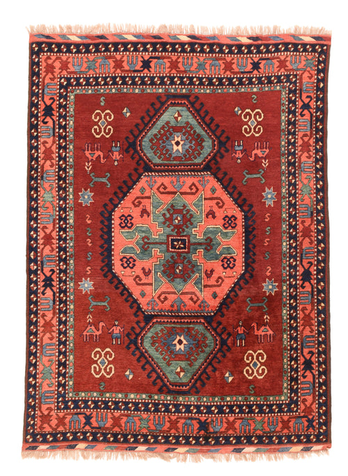 Vintage Red Kazak Design Russain Area Rug