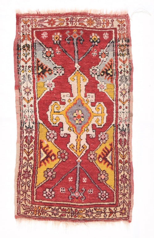 Antique Red Red Anatolian Turkish Area Rug