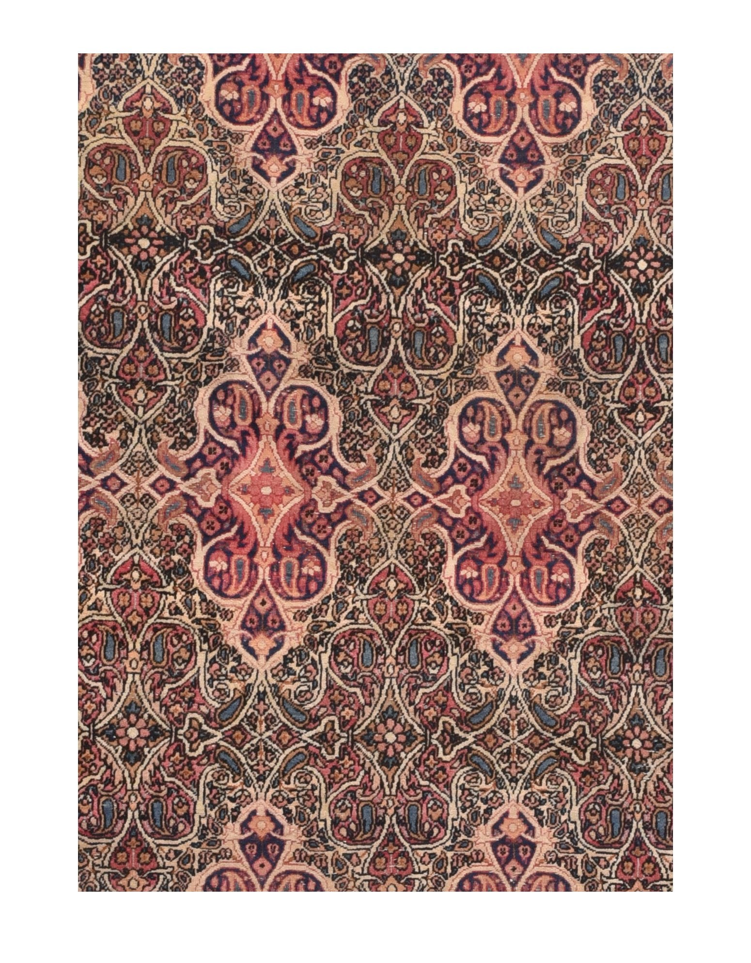 Antique Salmon Lavar Kerman Persian Area Rug