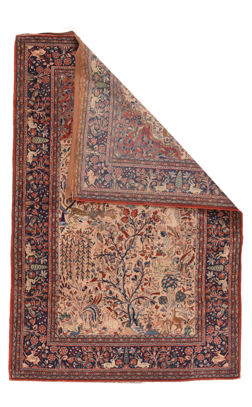 Antique Kashan Dabir Persian Rug