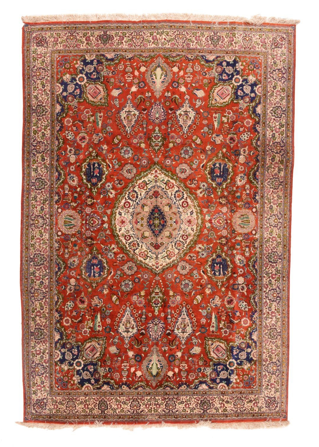 Vintage Red Fine Red Qum Persian Area Rug