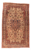 Antique Ivory Ivory Lavar Kerman Persian Area Rug