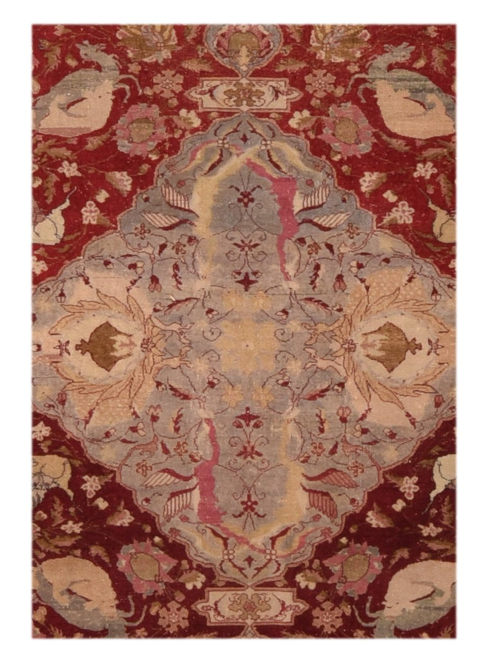 Antique Red Agra Indian Area Rug