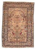 Antique Dark Beige Fine Dark Beige Lavar Kerman Persian Area Rug