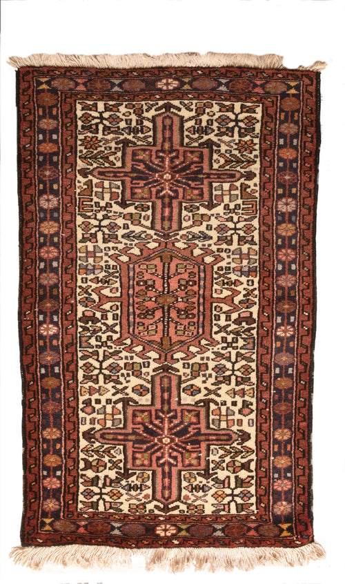 Vintage Brown Karajeh Heriz Persian Area Rug