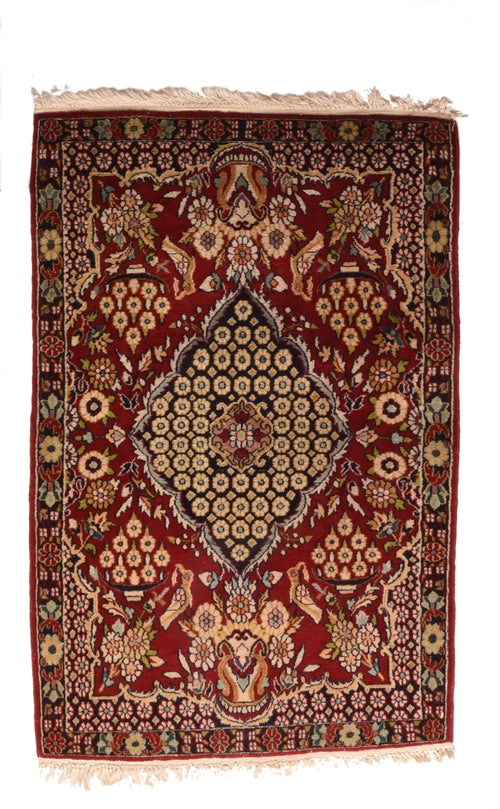 Antique Red Persian Kashan Area Rug