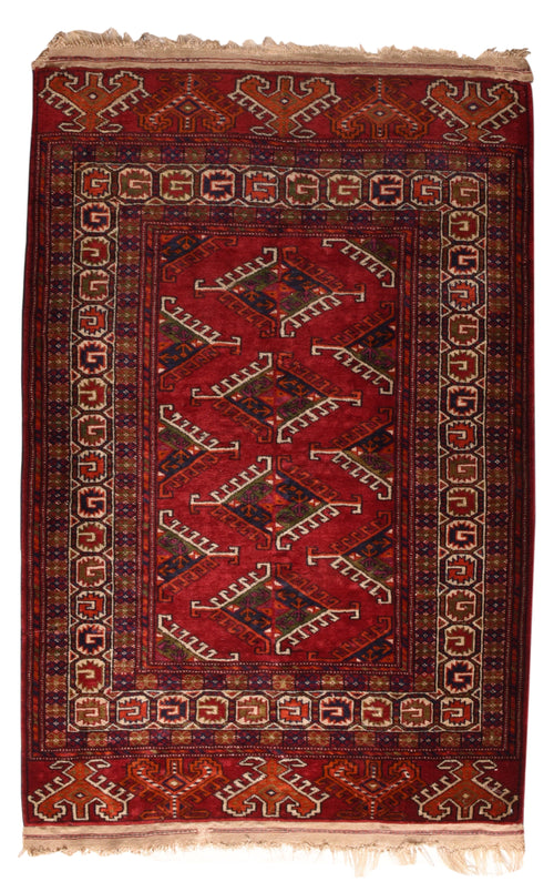 Vintage Red Bokhara Russian Area Rug