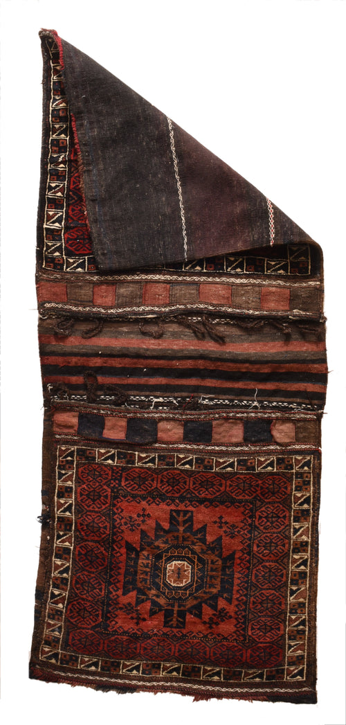 Vintage Persian Tribal Balouch Saddle Bag Area Rug