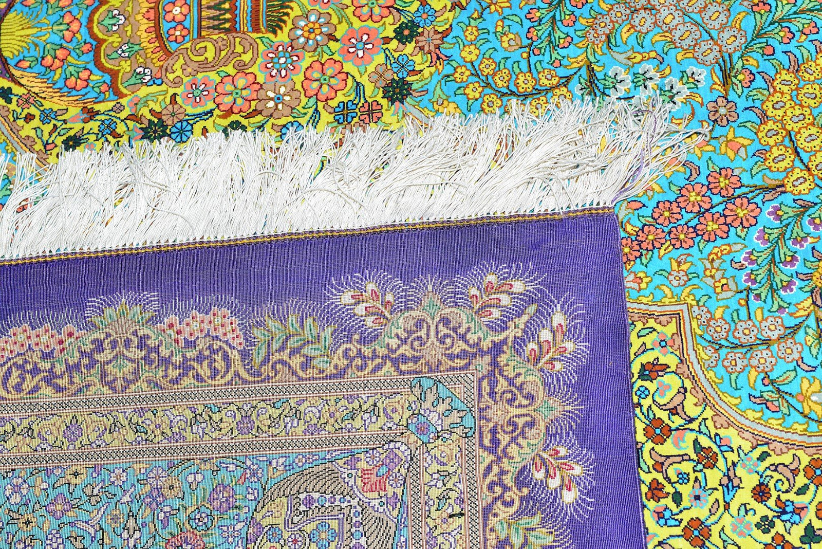 Hand Knotted Persian Qum Silk On Silk