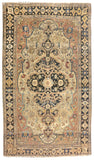 Antique Beige Persian Mohtasham Kashan Area Rug