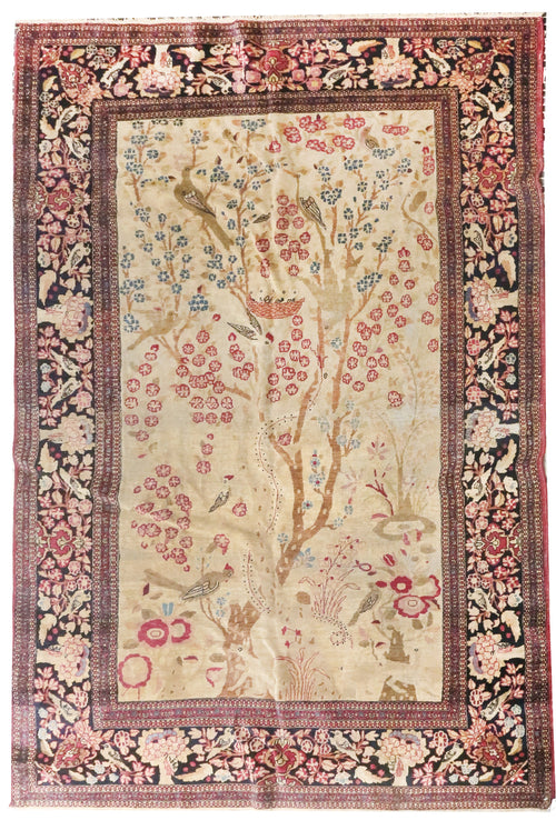 Antique Beige Persian Isfahan (Ahmad) Area Rug