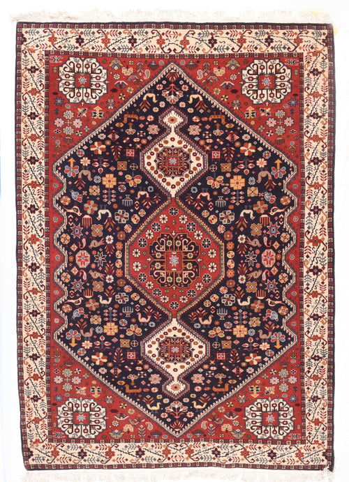 Semi Antique Red Kashkul Persian Area Rug