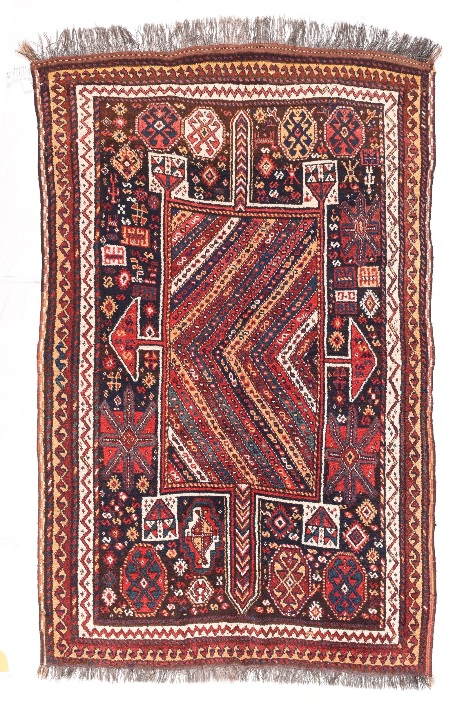 Antique Black Kashkaie Shiraz Persian Area Rug