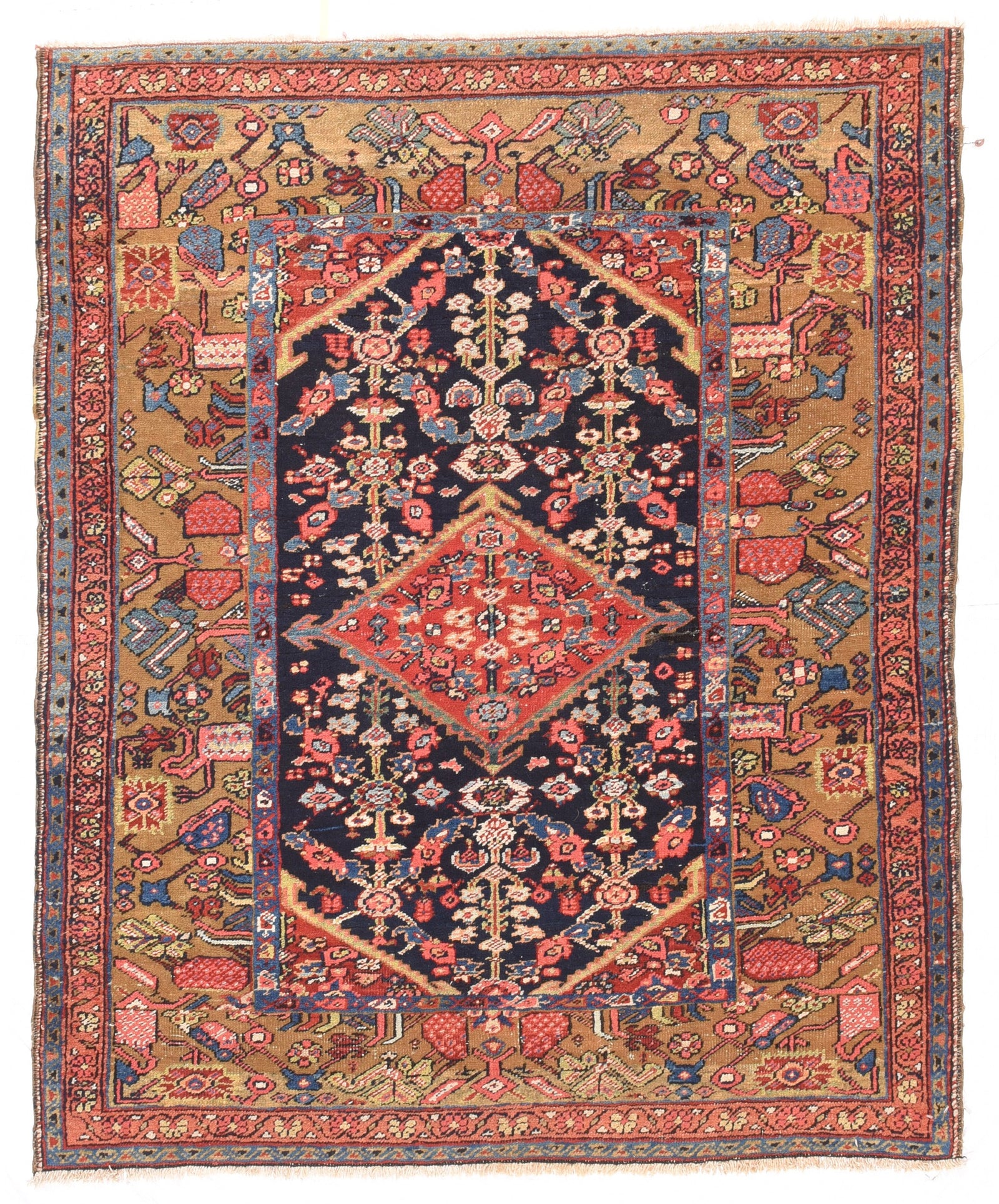 Antique Rust Heriz Persian Area Rug